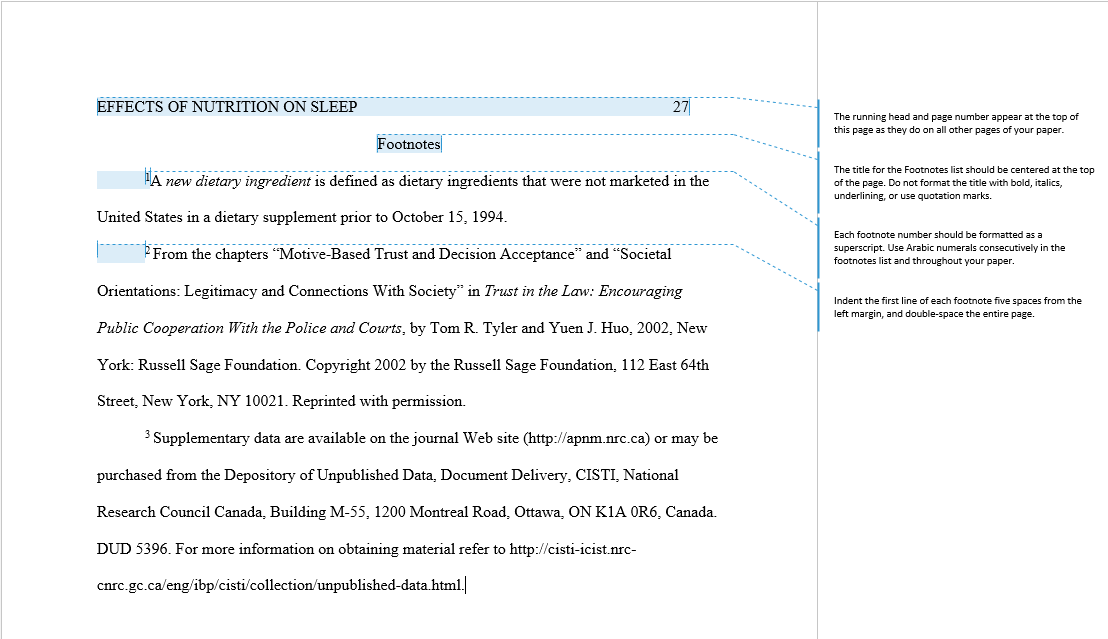 APA Footnotes