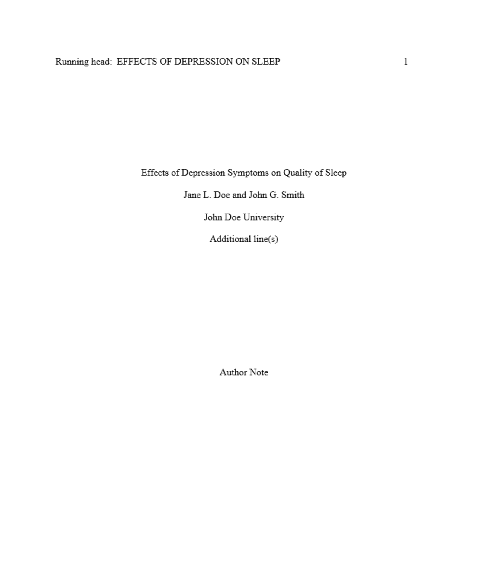 APA Title Page